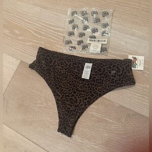 Salty Honey Leopard Print High-Cut Bikini Bottom - Brown